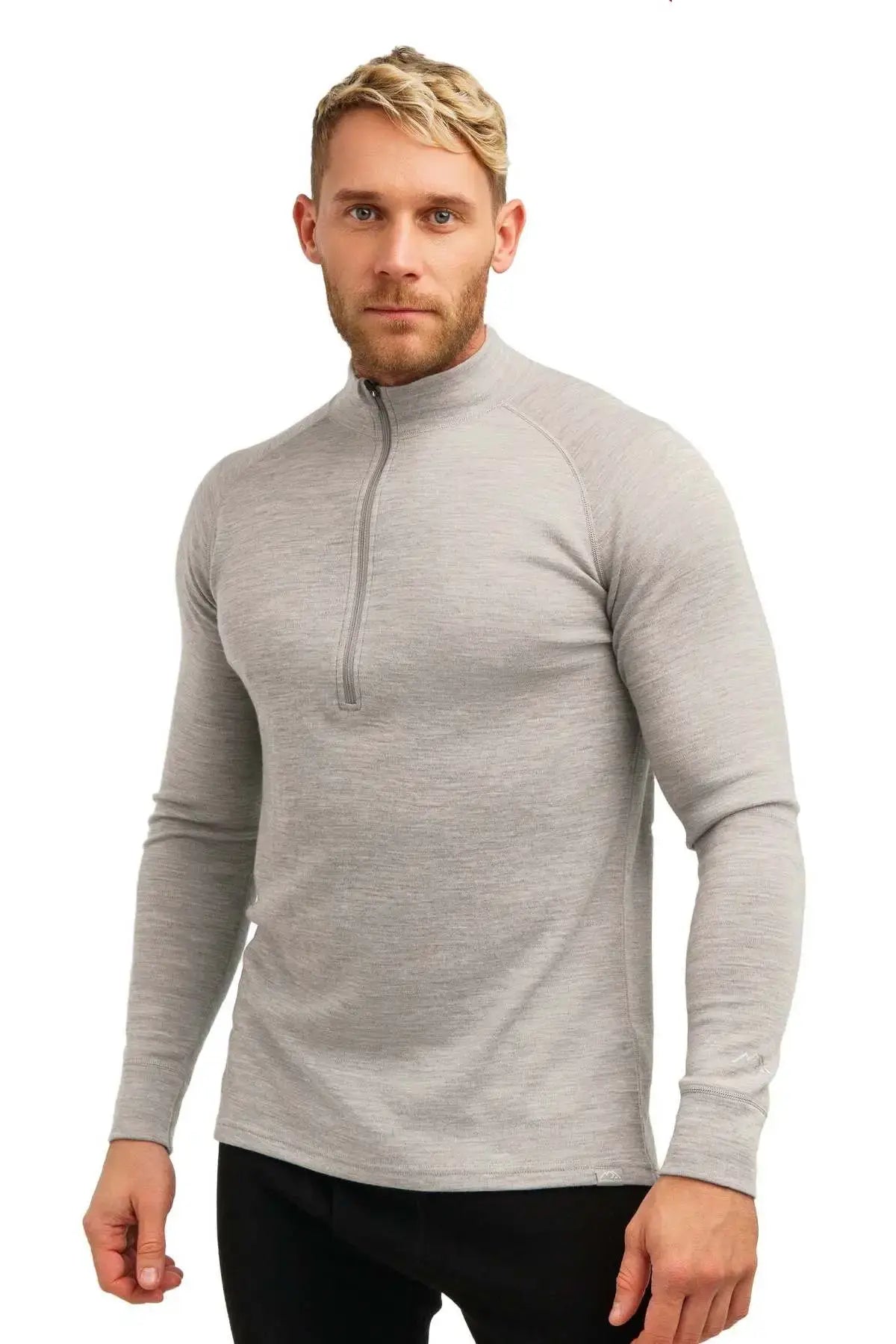 Men's Merino Half Zip Long Sleeve 320 Heather Gray