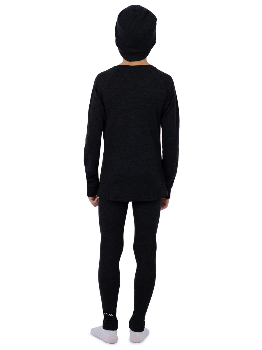 Kids' Merino Set Charcoal Grey + Black Beanie