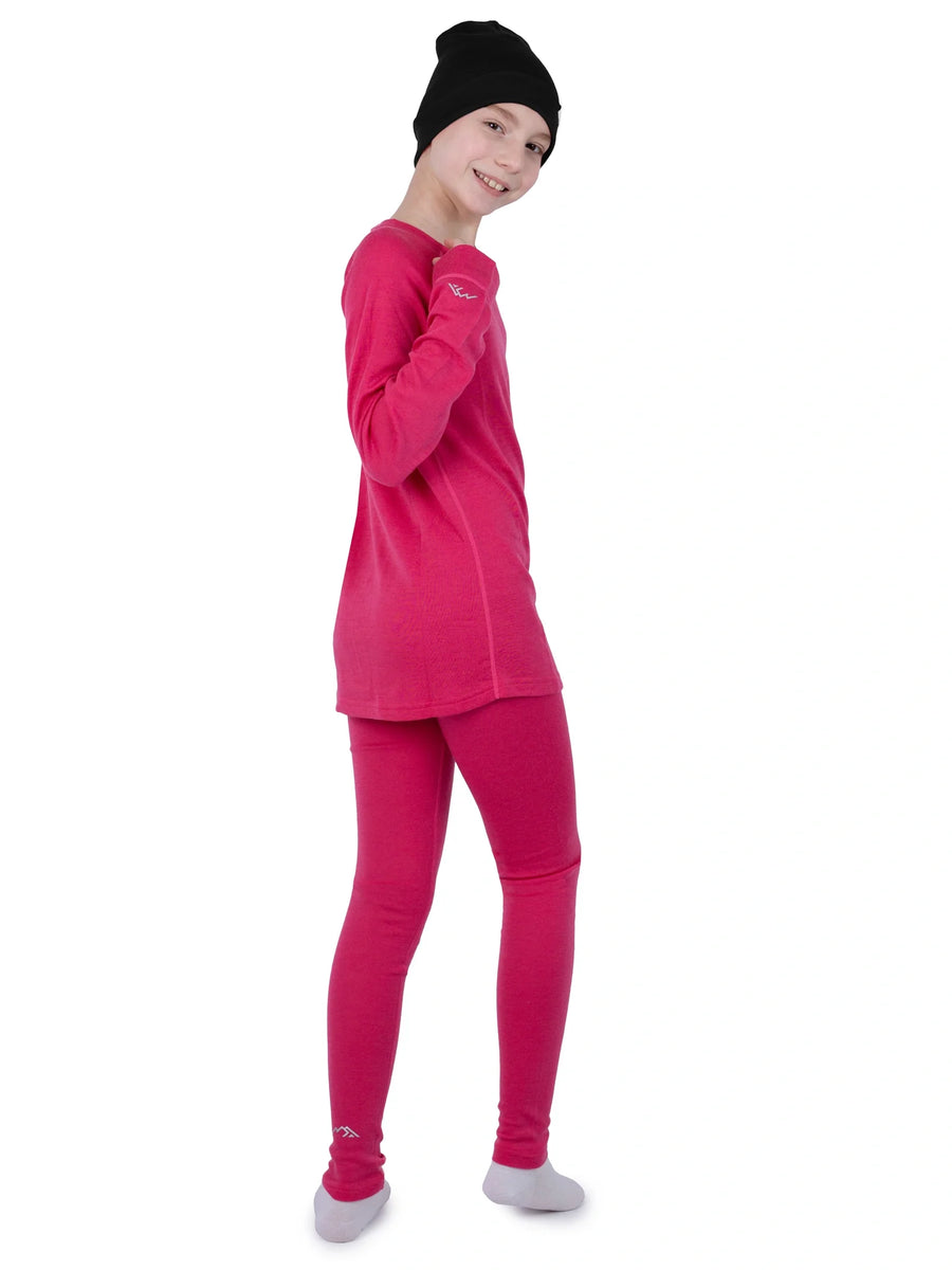 Kids' Merino Set Pink + Black Beanie