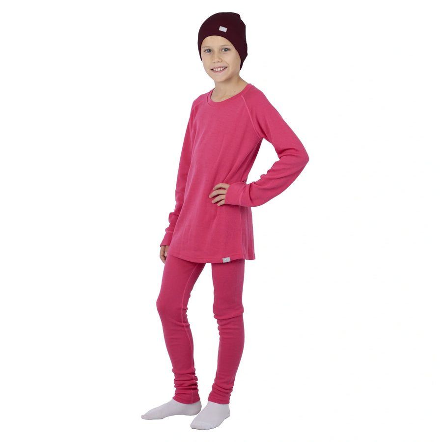 Kids' Merino Set Pink + Black Beanie