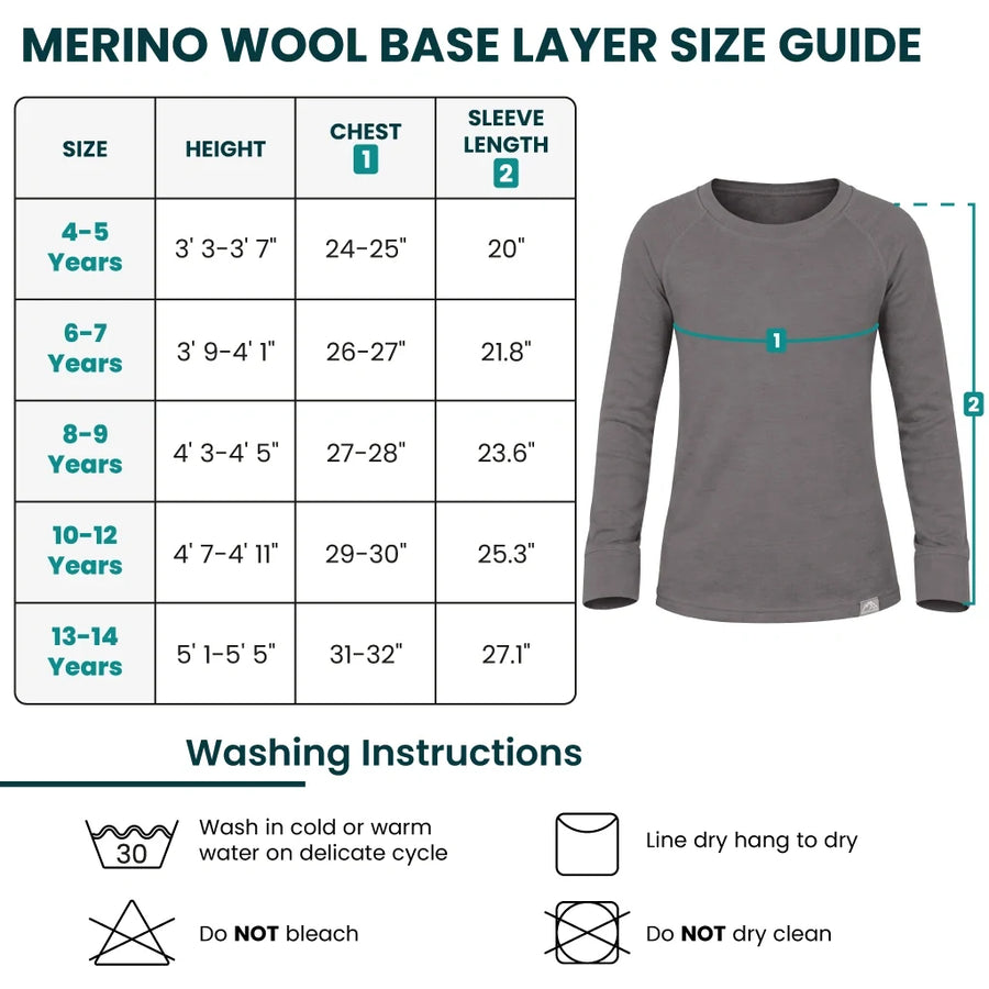 Kids' Merino Wool Long Sleeve 250 Charcoal Grey
