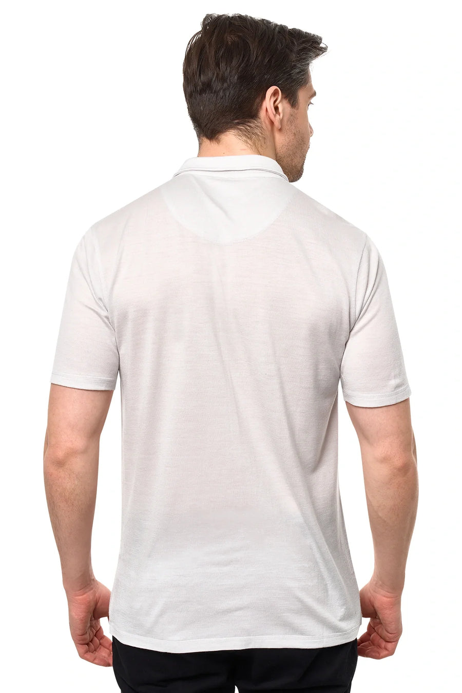 Men's Merino Button-Up Short Sleeve Shirt Light Grey