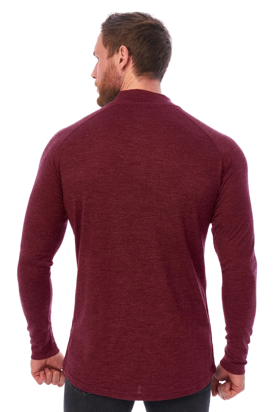 Men's Merino Half Zip Long Sleeve 165 Burgundy