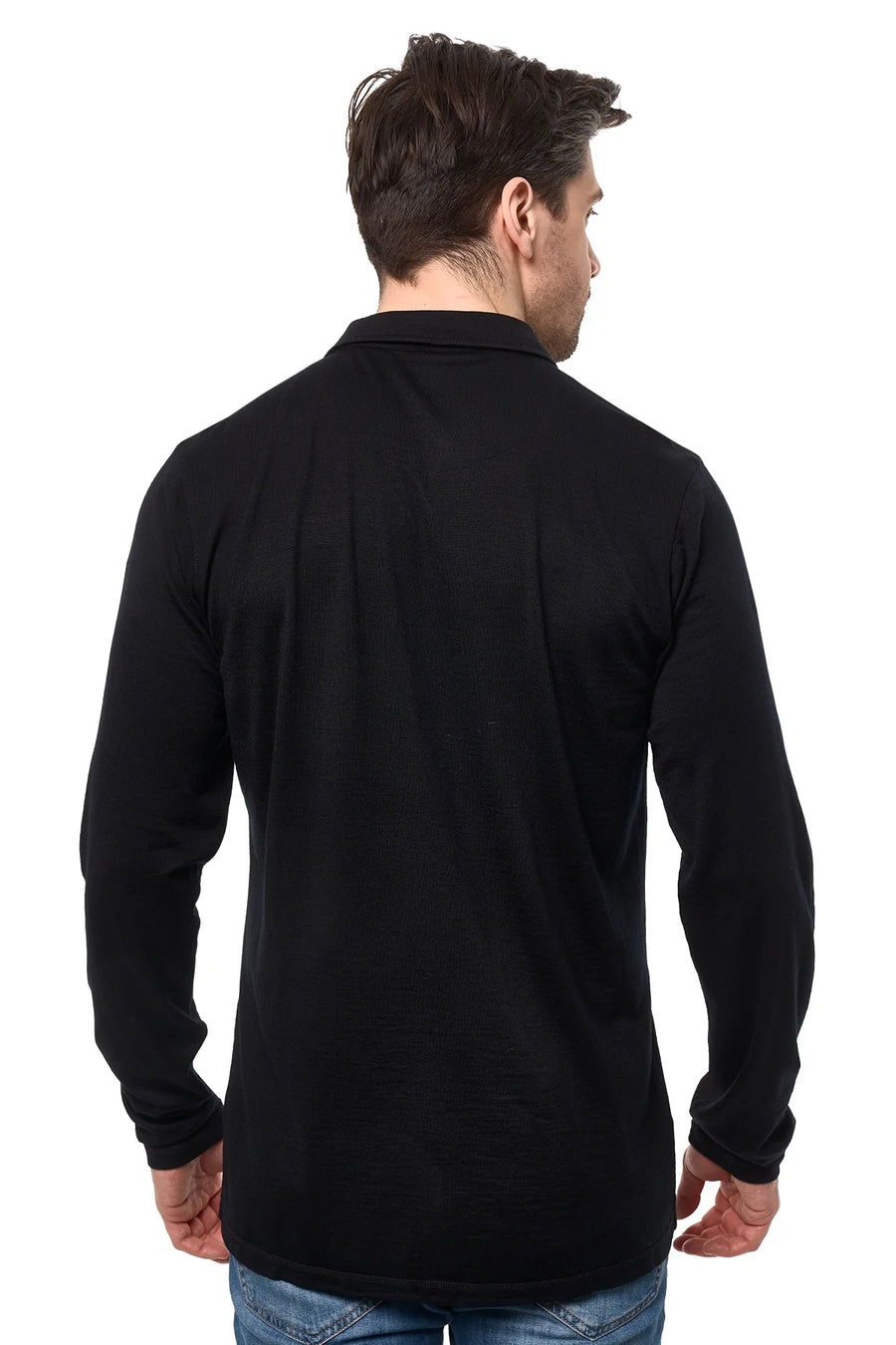 Men's Merino Button-Up Long Sleeve Black