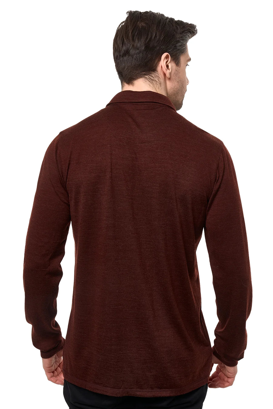 Men's Merino Button-Up Long Sleeve Bordo