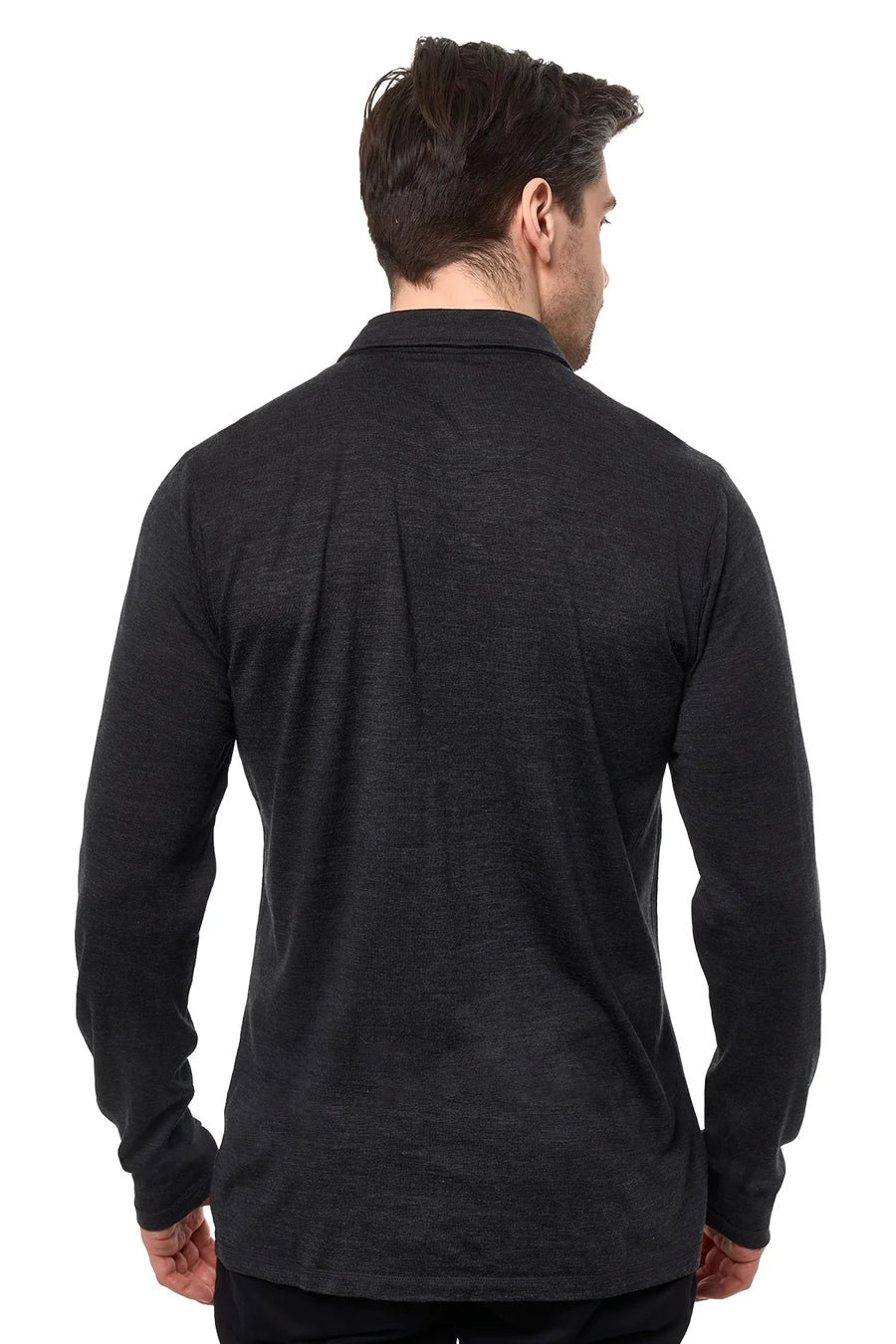 Men's Merino Button-Up Long Sleeve Charcoal