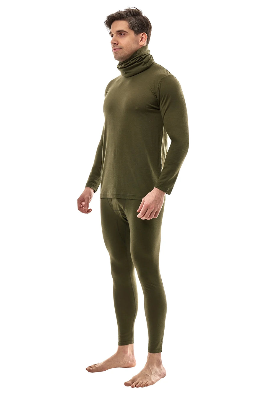 Men's Merino Dark Olive Set + Neck Gaiter