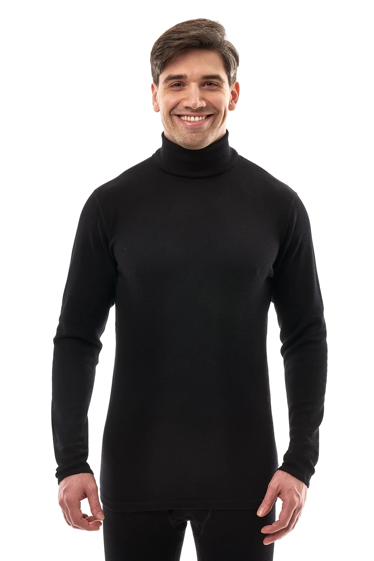 Men's Merino Turtleneck Long Sleeve 260 Black | High Neck