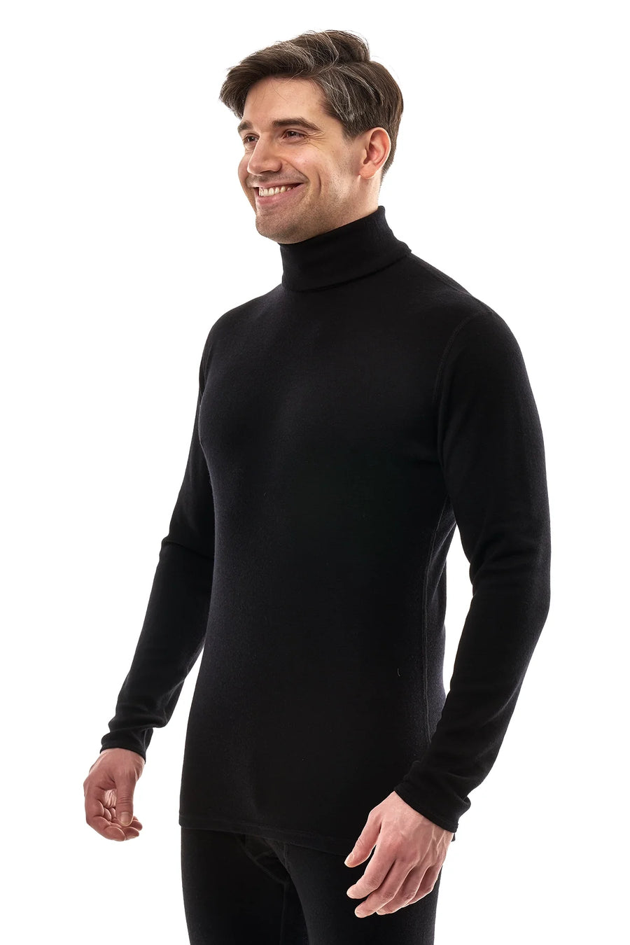 Men's Merino Turtleneck Long Sleeve 260 Black | High Neck