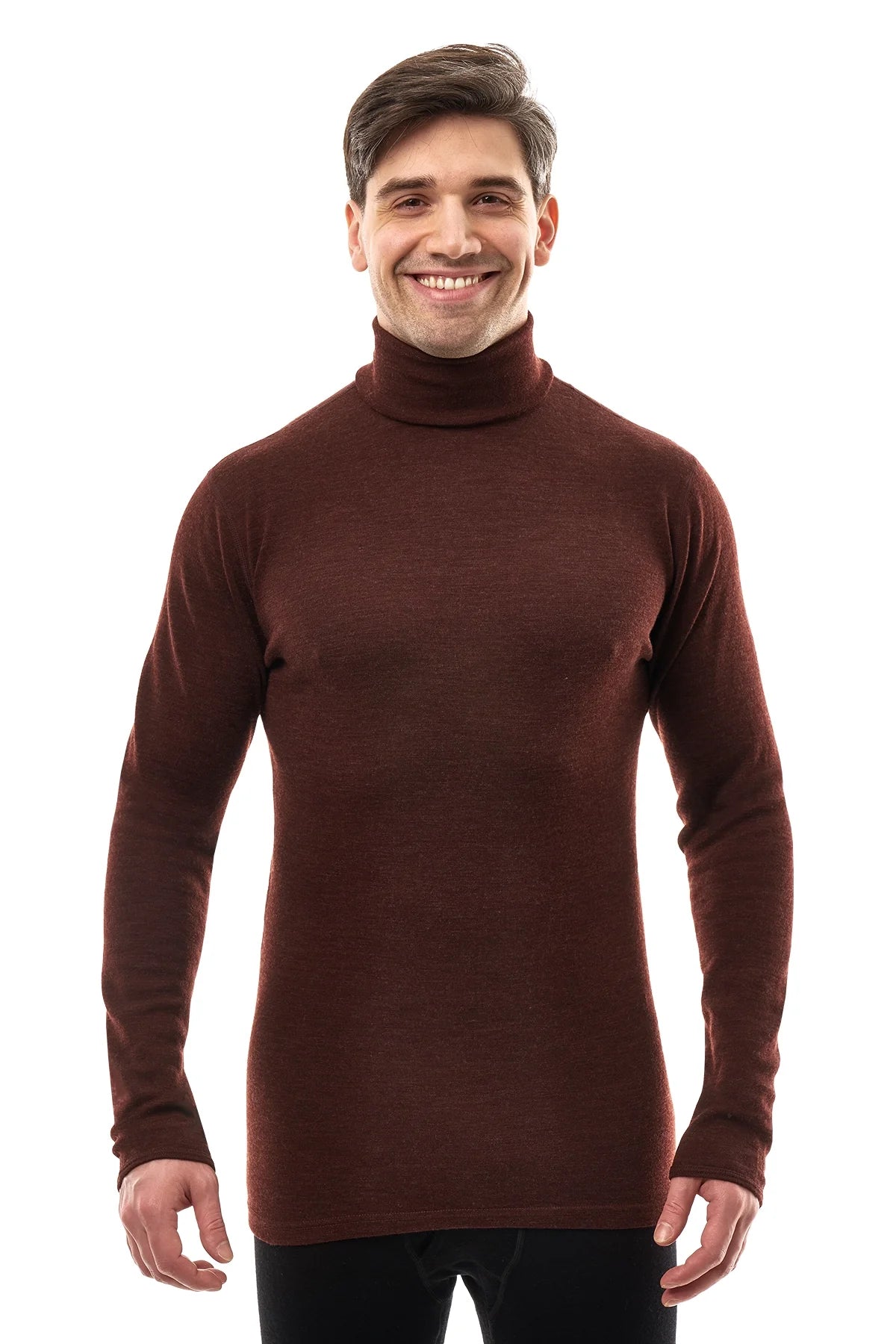 Men's Merino Turtleneck Long Sleeve 260 Bordo | High Neck