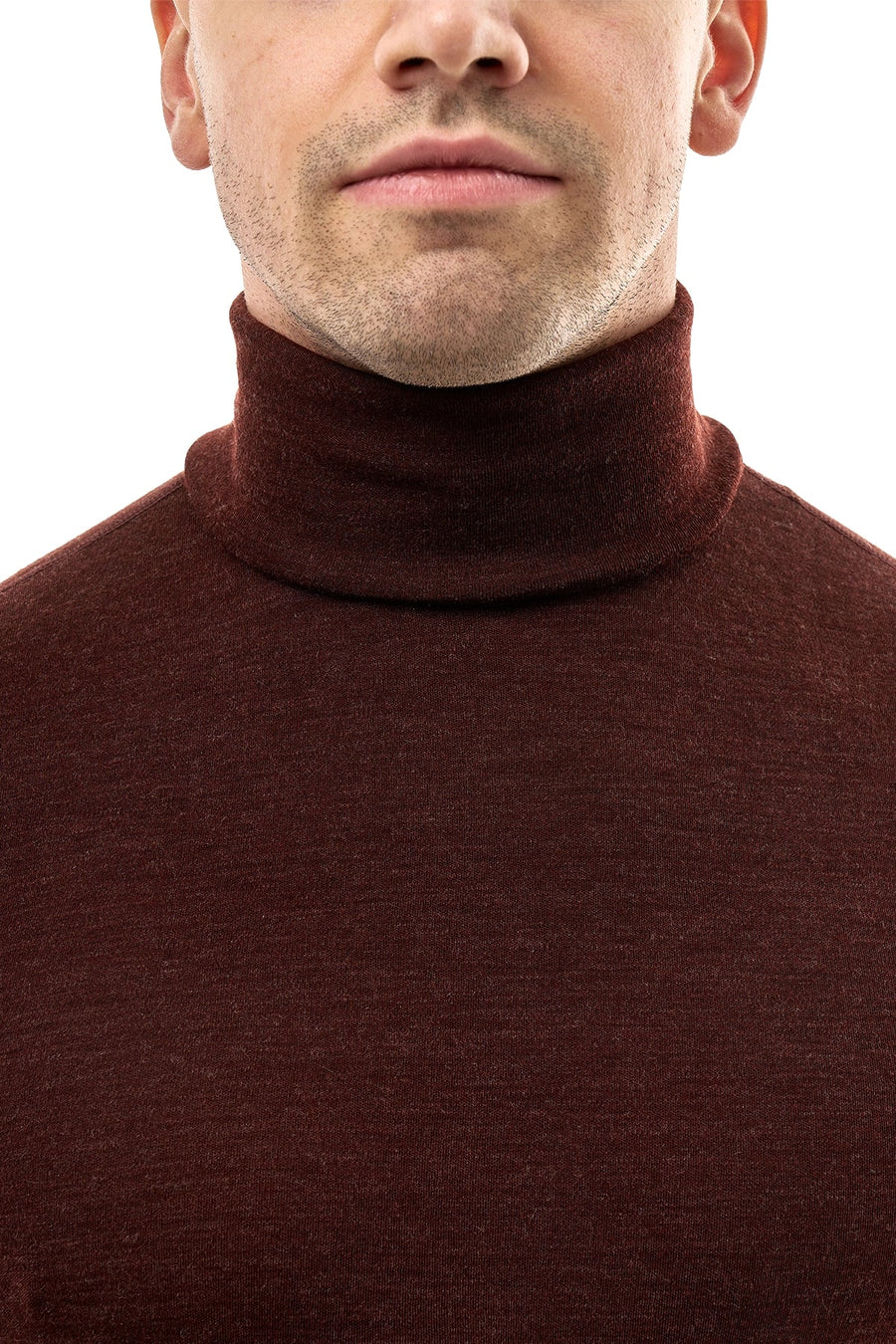 Men's Merino Turtleneck Long Sleeve 260 Bordo | High Neck