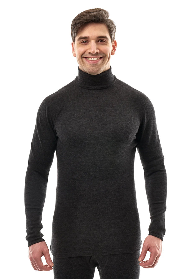 Men's Merino Turtleneck Long Sleeve 260 Charcoal | High Neck