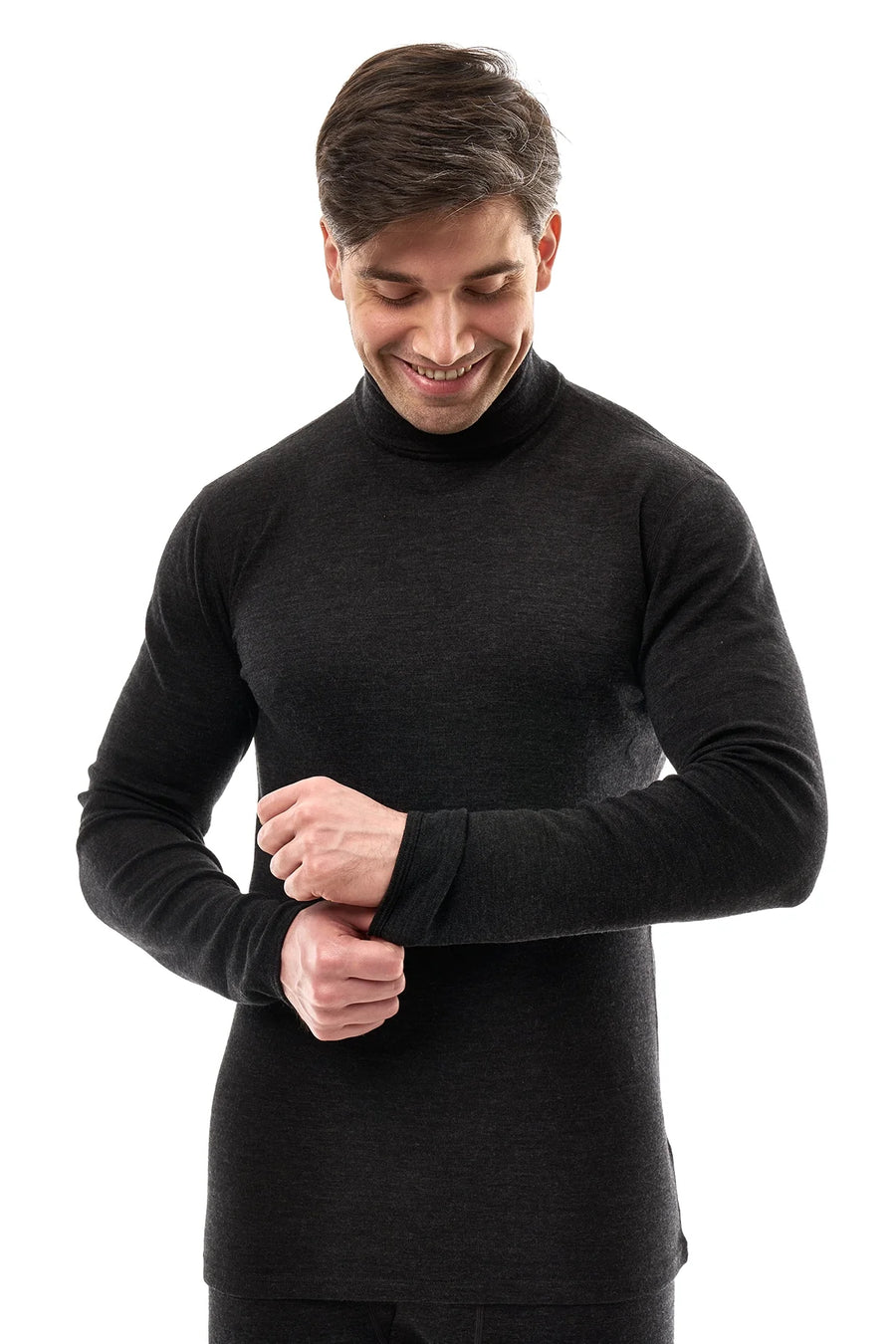 Men's Merino Turtleneck Long Sleeve 260 Charcoal | High Neck