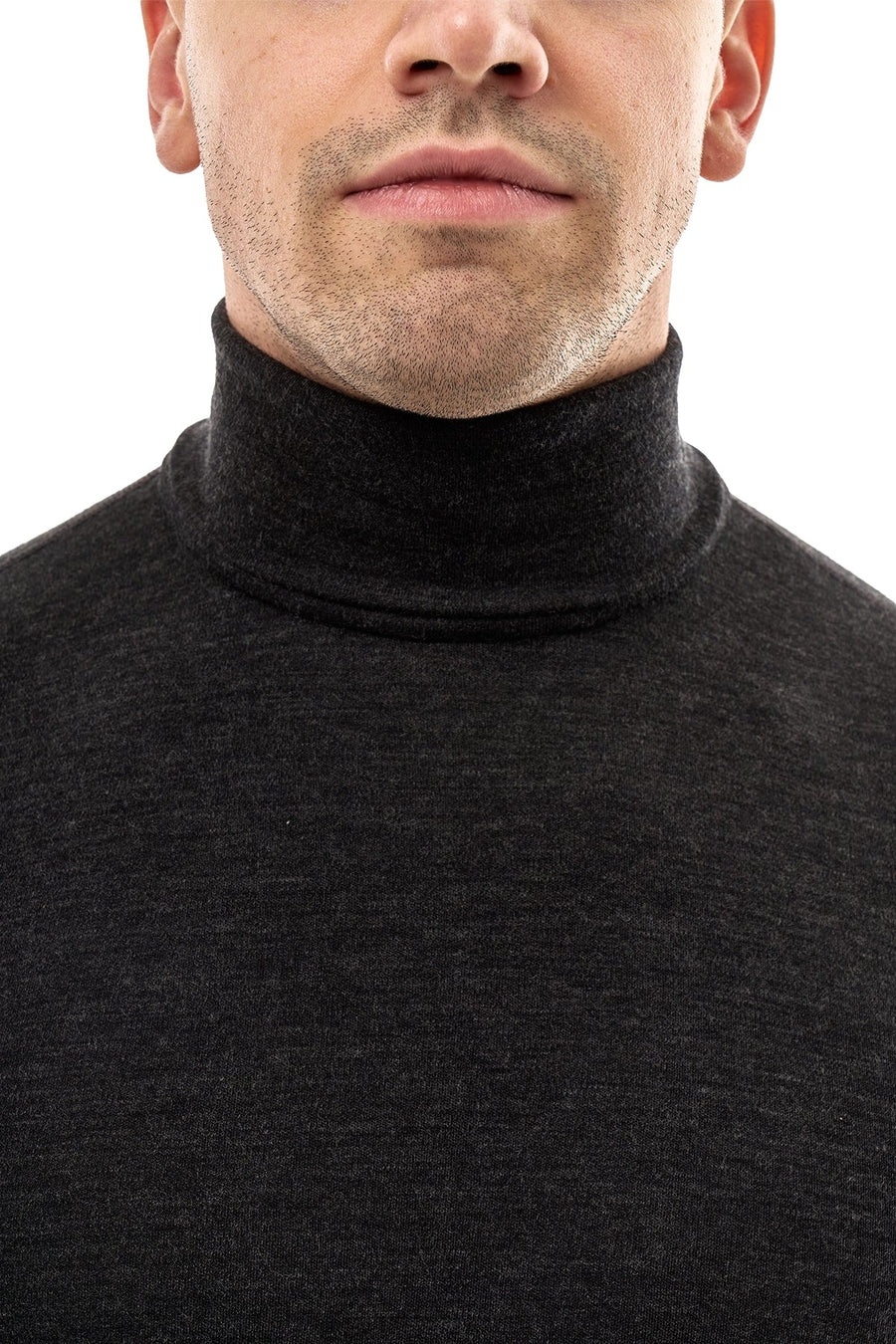Men's Merino Turtleneck Long Sleeve 260 Charcoal | High Neck