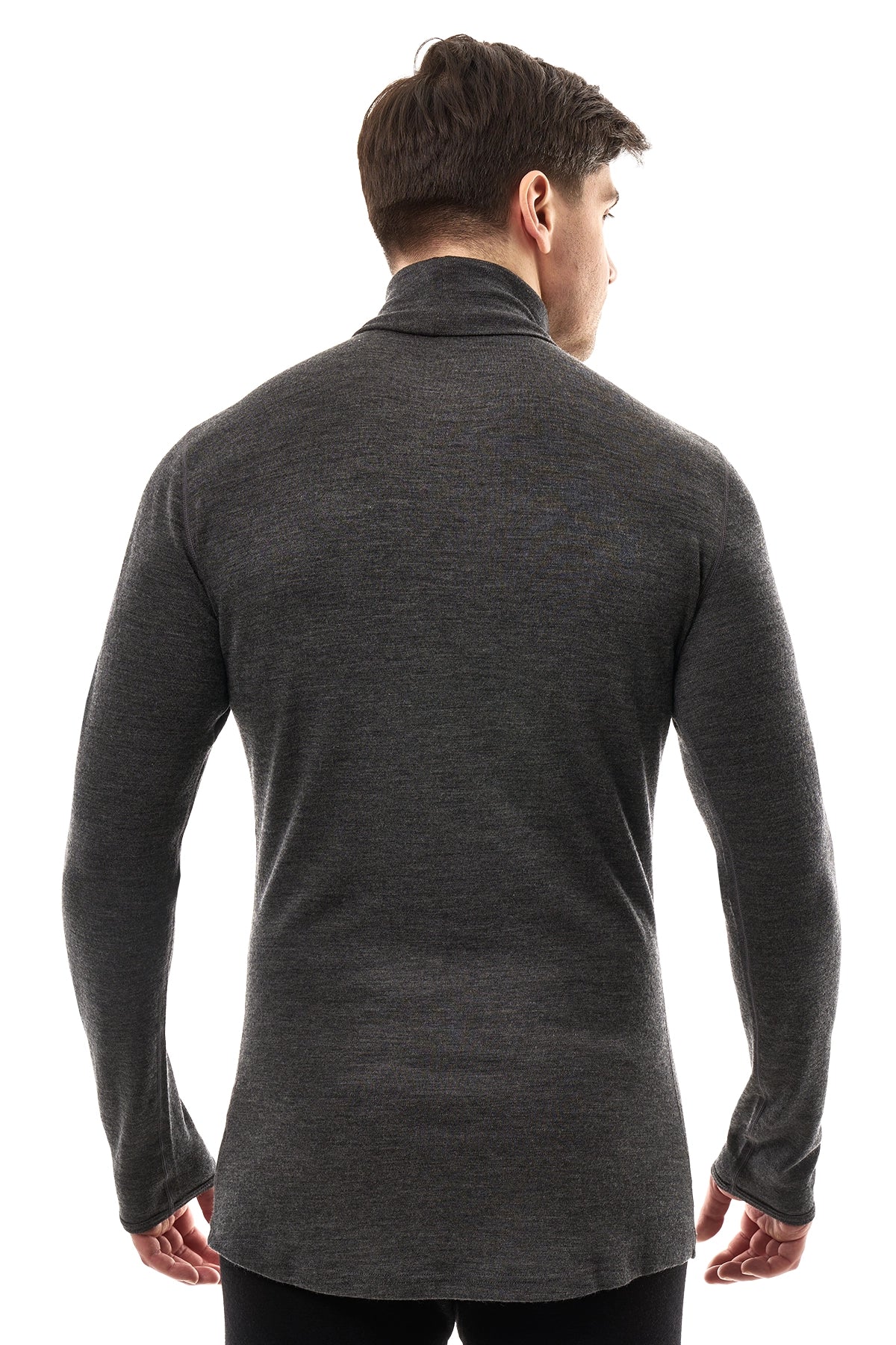 Men's Merino Turtleneck Long Sleeve 260 Heathered Black | High Neck
