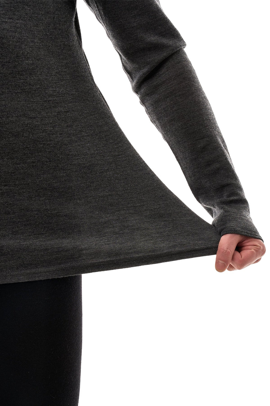 Men's Merino Turtleneck Long Sleeve 260 Heathered Black | High Neck