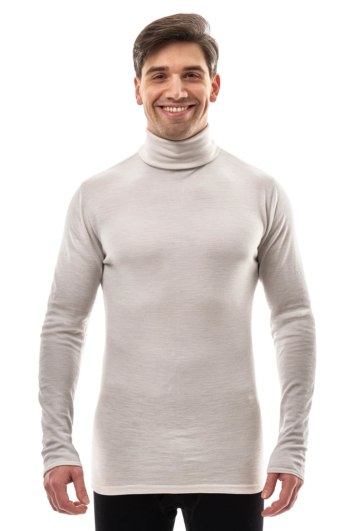 Men's Merino Turtleneck Long Sleeve 260 Light Grey | High Neck