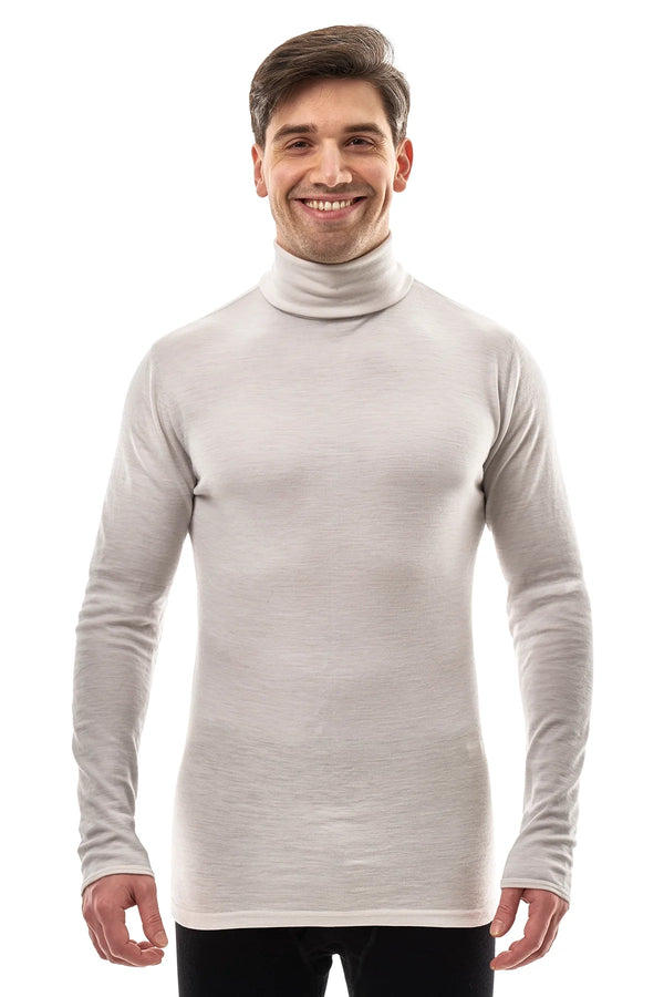 Men's Merino Turtleneck Long Sleeve 260 Light Grey | High Neck