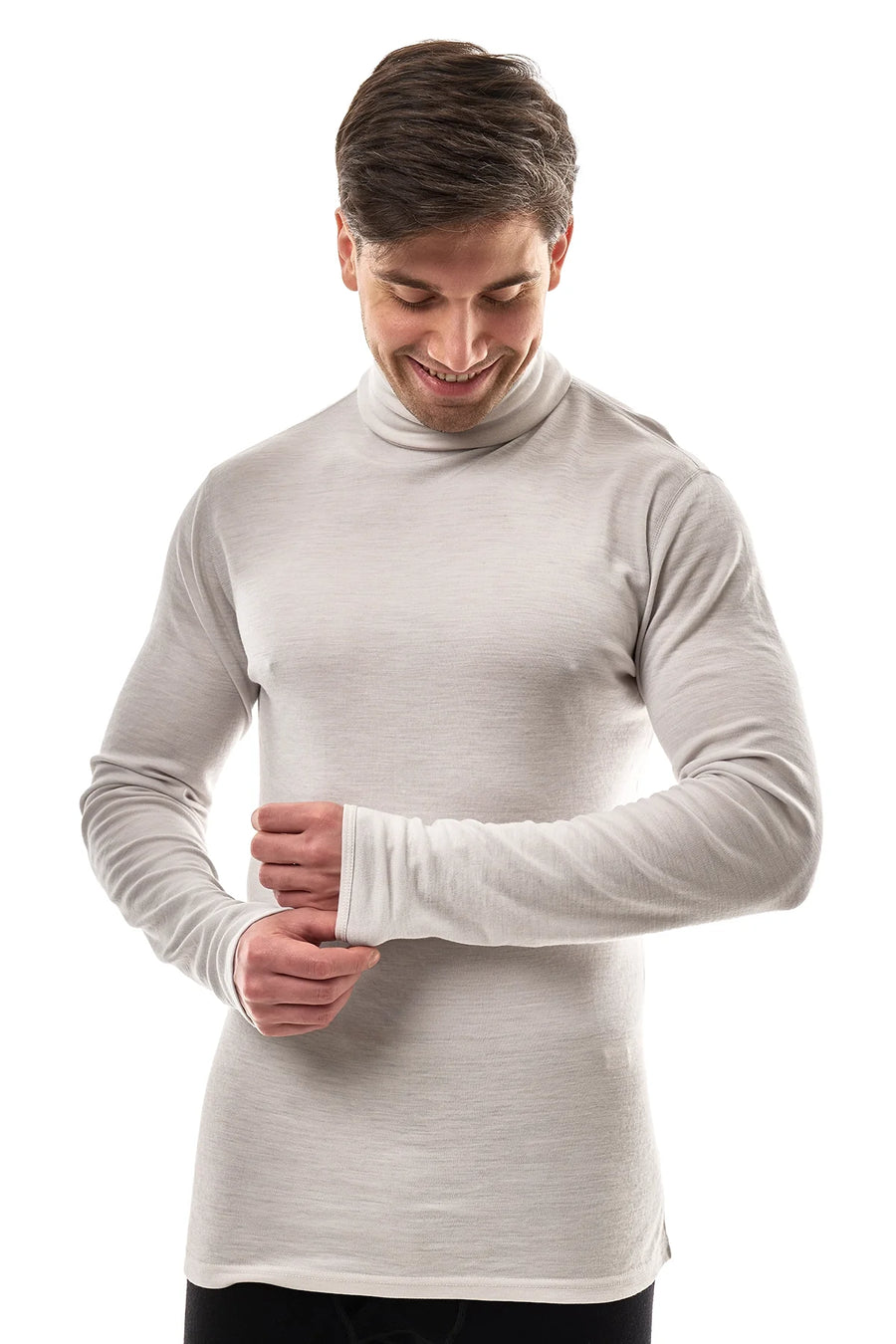 Men's Merino Turtleneck Long Sleeve 260 Light Grey | High Neck