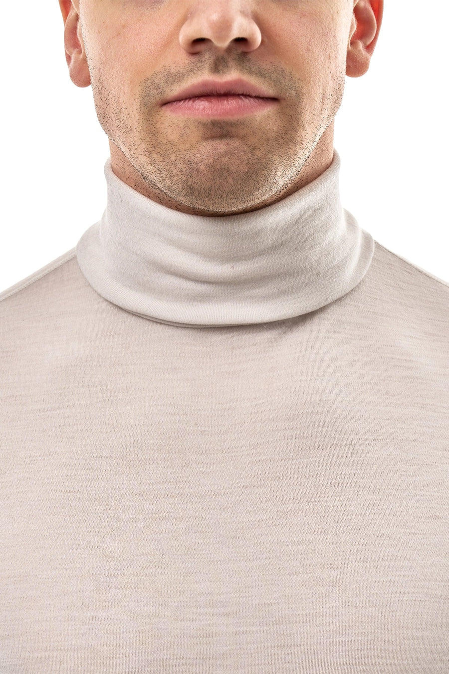 Men's Merino Turtleneck Long Sleeve 260 Light Grey | High Neck