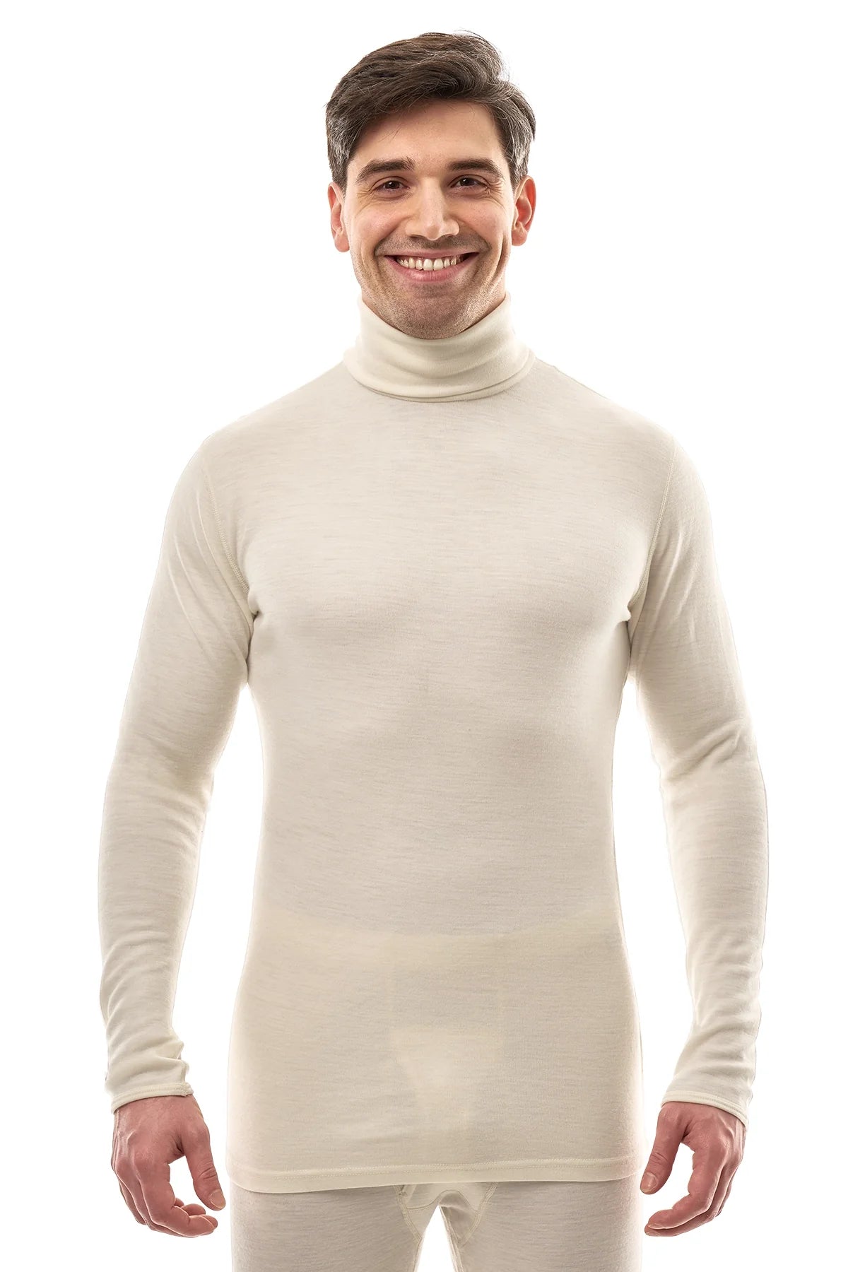 Men's Merino Turtleneck Long Sleeve 260 Natural White | High Neck