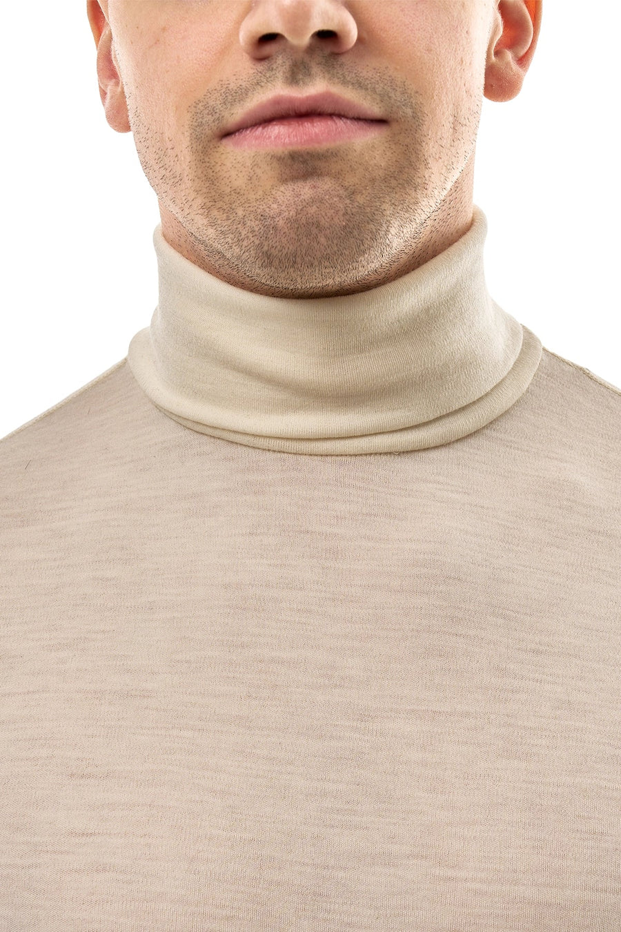 Men's Merino Turtleneck Long Sleeve 260 Natural White | High Neck