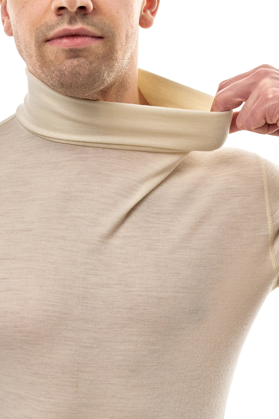 Men's Merino Turtleneck Long Sleeve 260 Natural White | High Neck