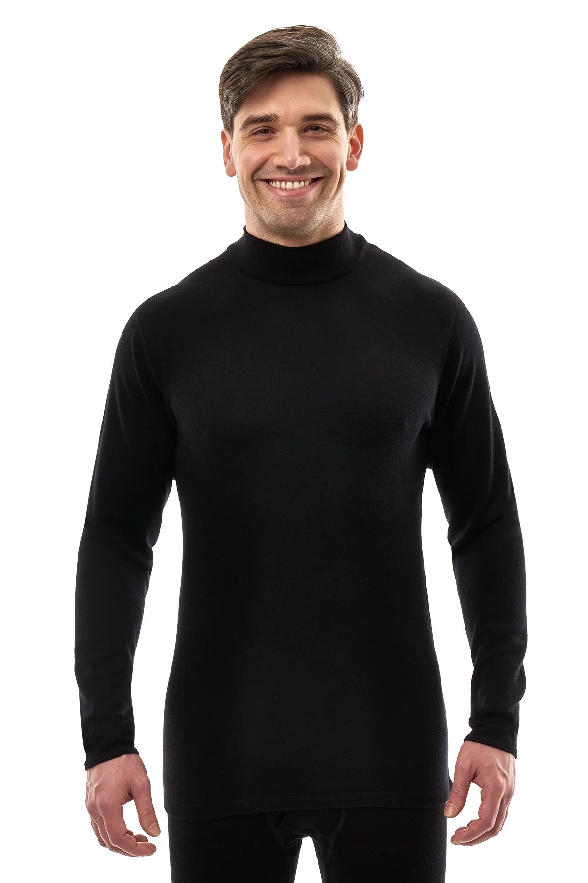Men's Merino Turtleneck Long Sleeve 260 Black | Low Neck