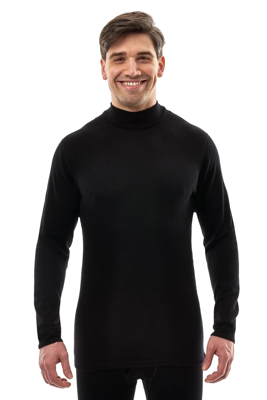 Men's Merino Turtleneck Long Sleeve 260 Black | Low Neck