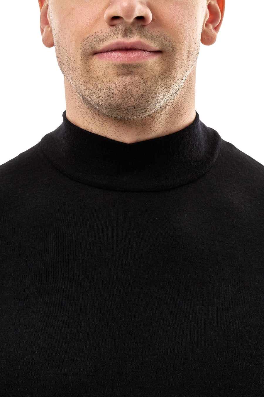 Men's Merino Turtleneck Long Sleeve 260 Black | Low Neck