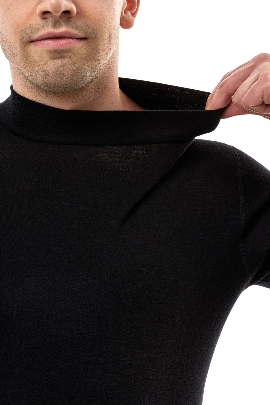 Men's Merino Turtleneck Long Sleeve 260 Black | Low Neck