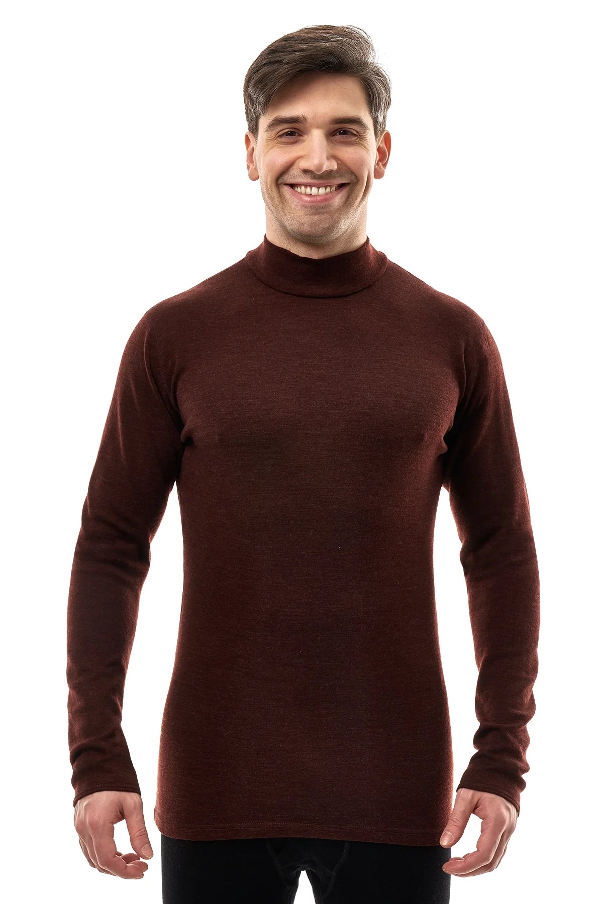 Men's Merino Turtleneck Long Sleeve 260 Bordo | Low Neck