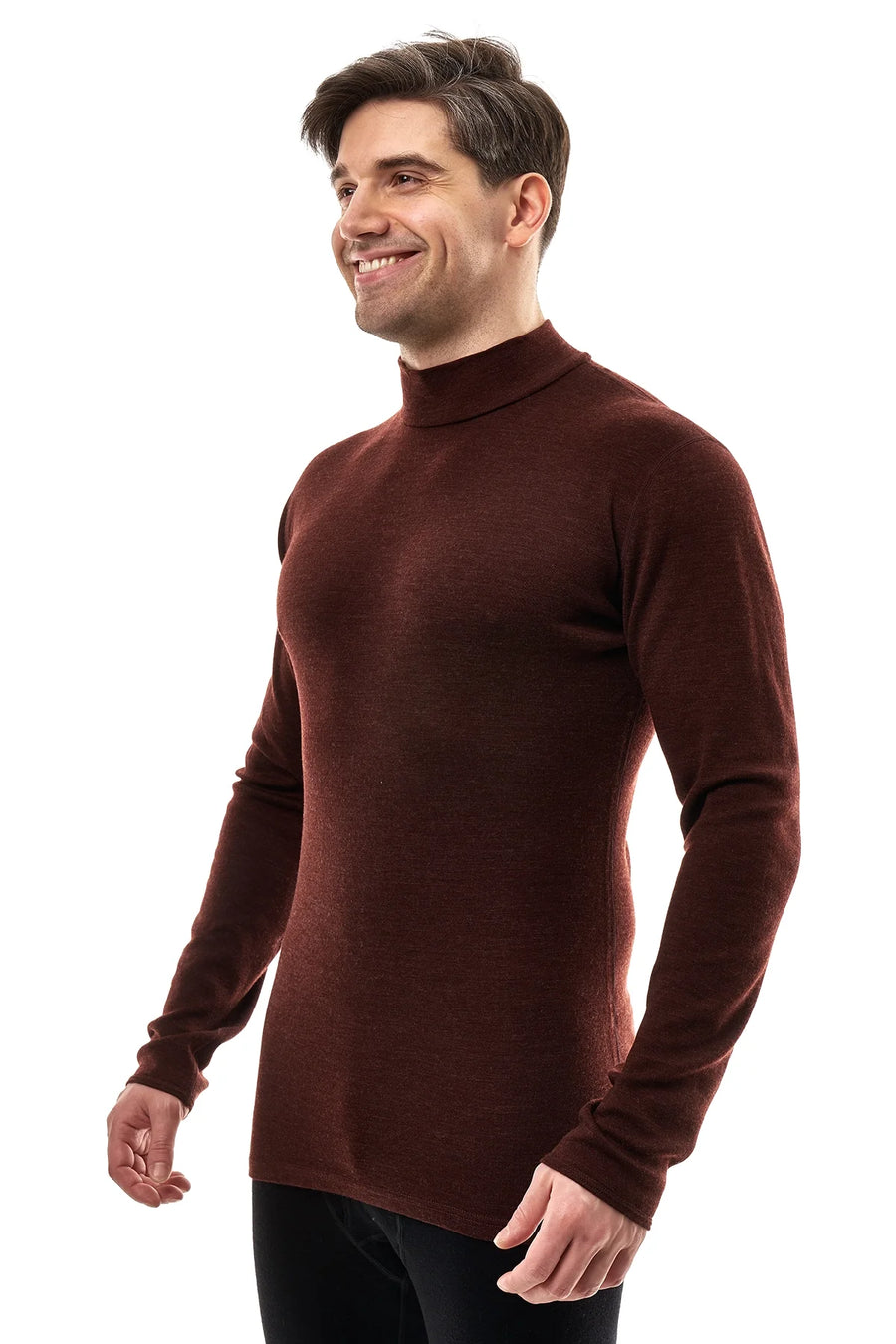 Men's Merino Turtleneck Long Sleeve 260 Bordo | Low Neck