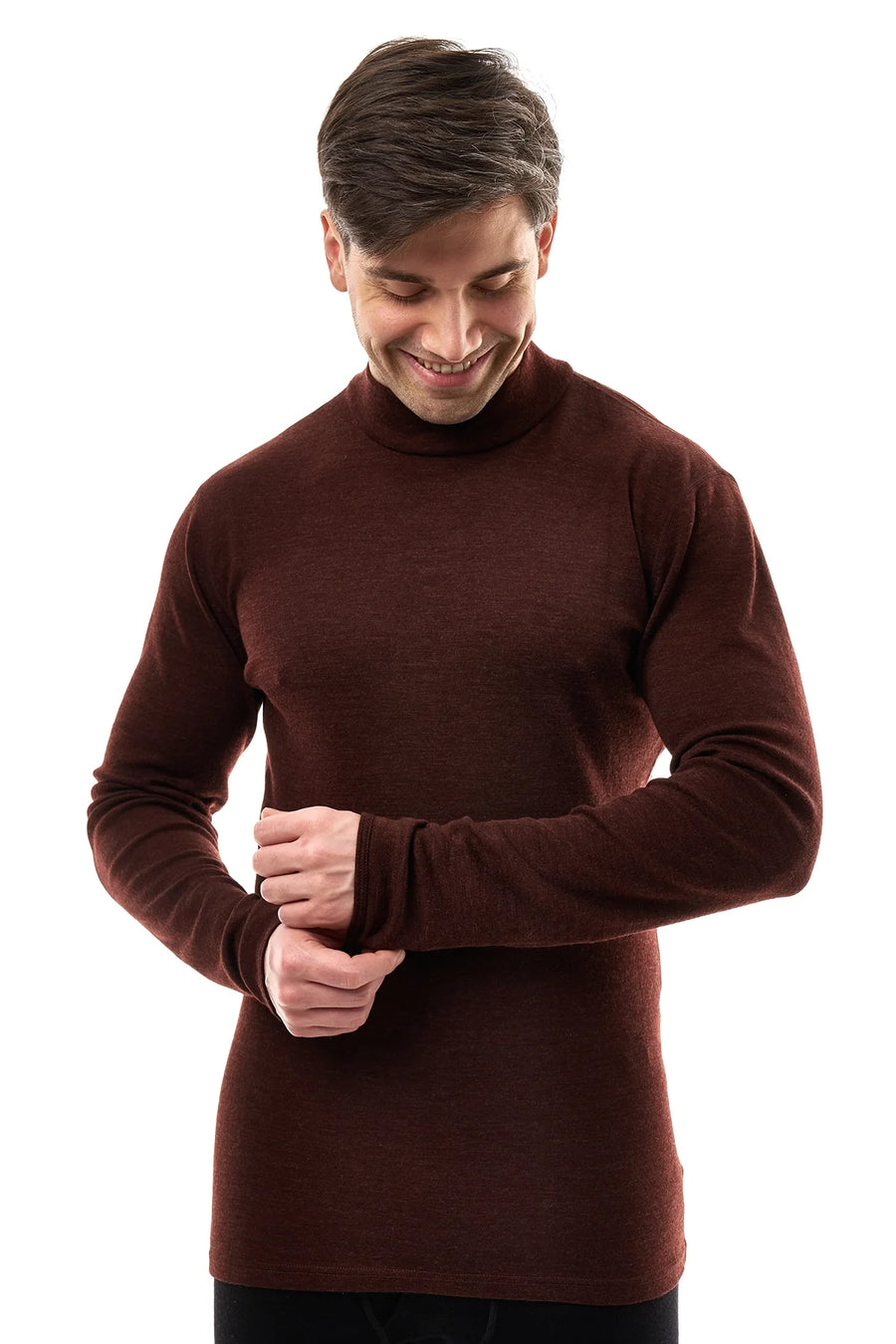 Men's Merino Turtleneck Long Sleeve 260 Bordo | Low Neck