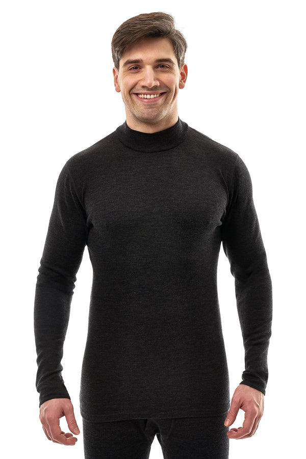 Men's Merino Turtleneck Long Sleeve 260 Charcoal | Low Neck