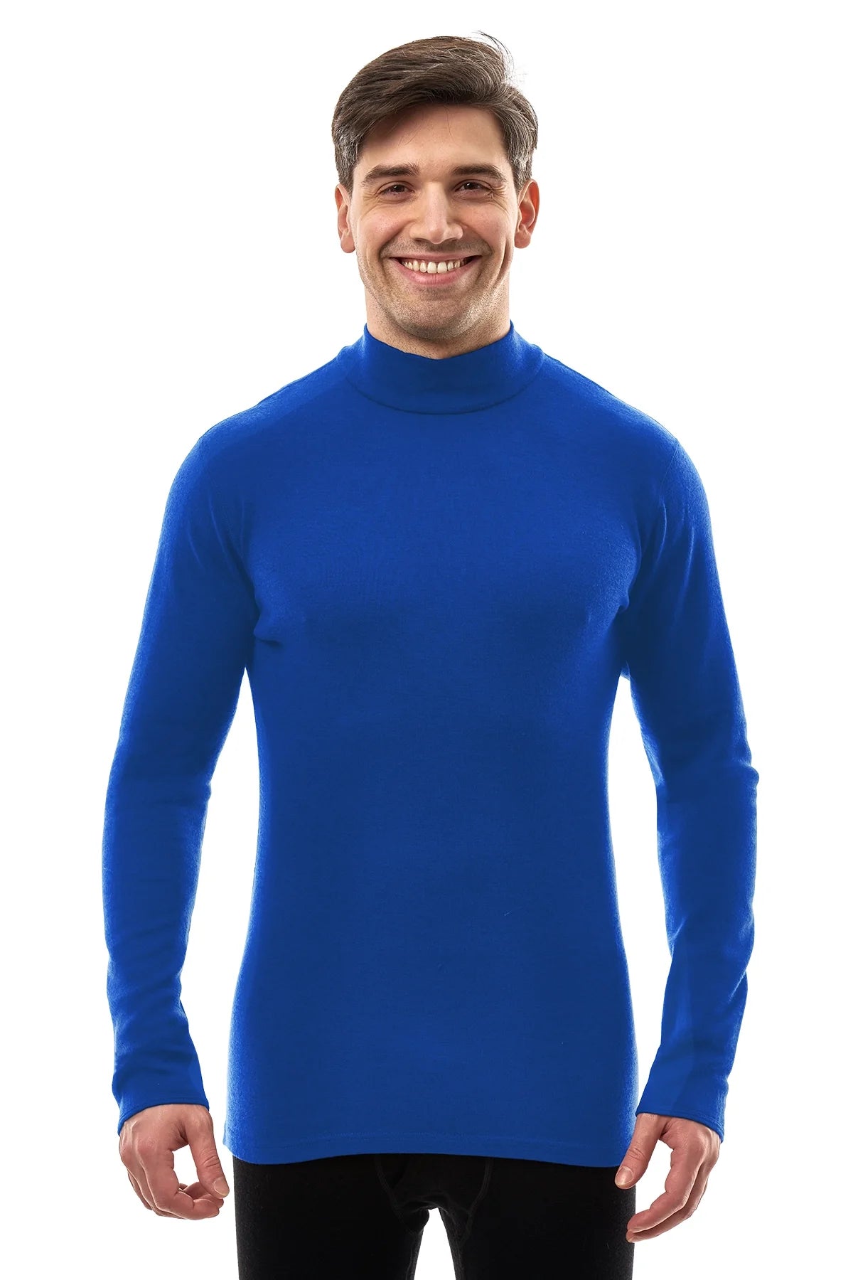 Men's Merino Turtleneck Long Sleeve 260 Cobalt Blue | Low Neck