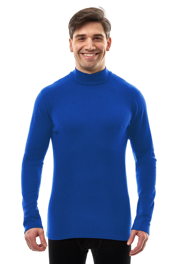 Men's Merino Turtleneck Long Sleeve 260 Cobalt Blue | Low Neck