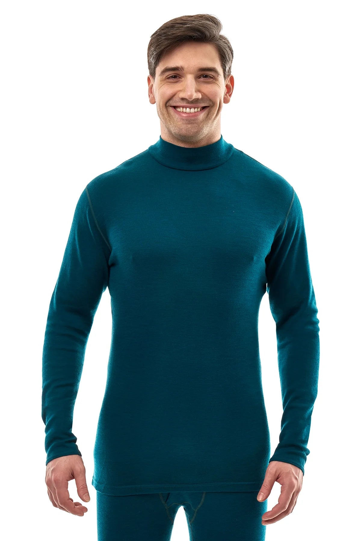 Men's Merino Turtleneck Long Sleeve 260 Deep Teal | Low Neck
