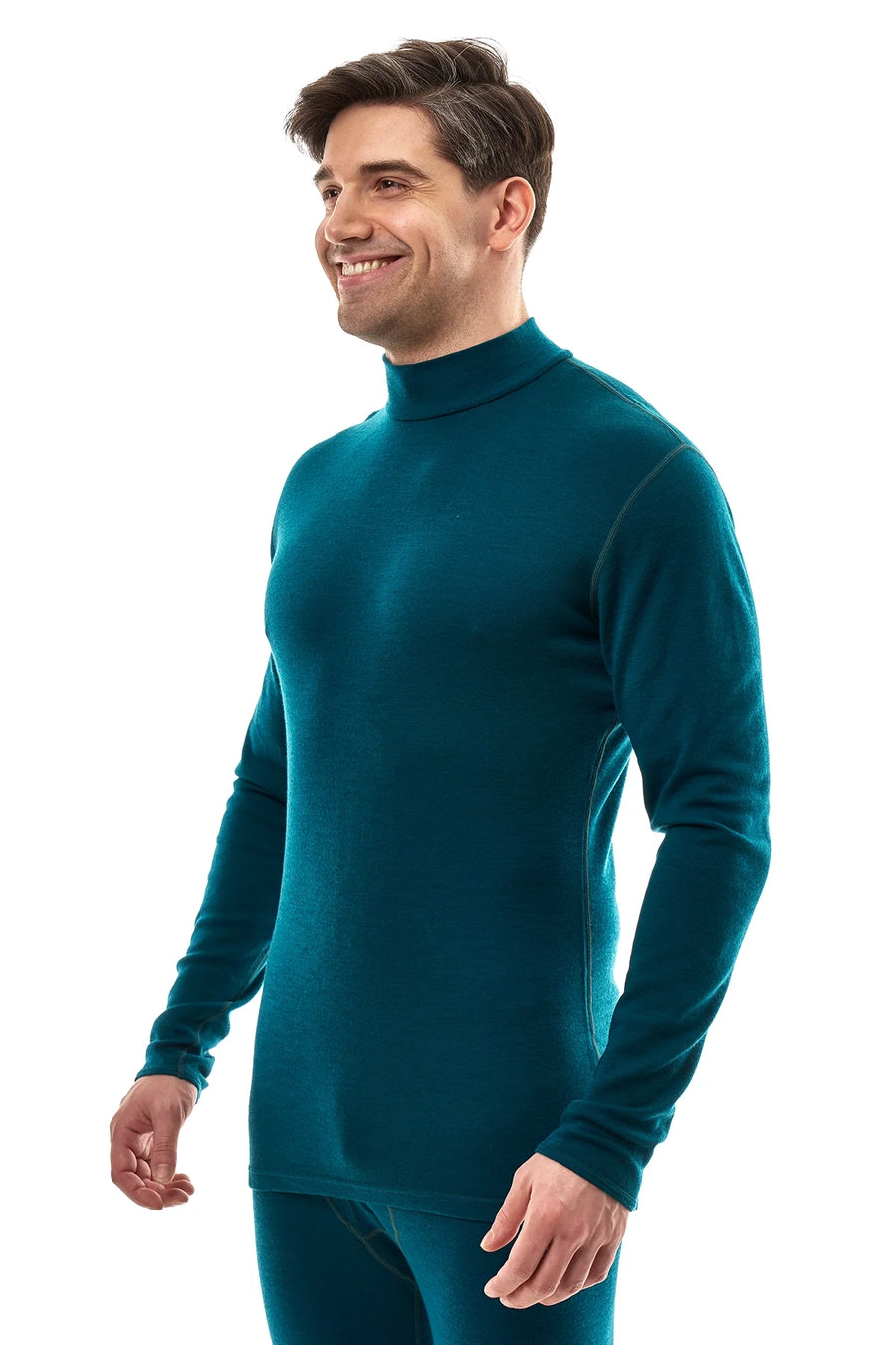 Men's Merino Turtleneck Long Sleeve 260 Deep Teal | Low Neck