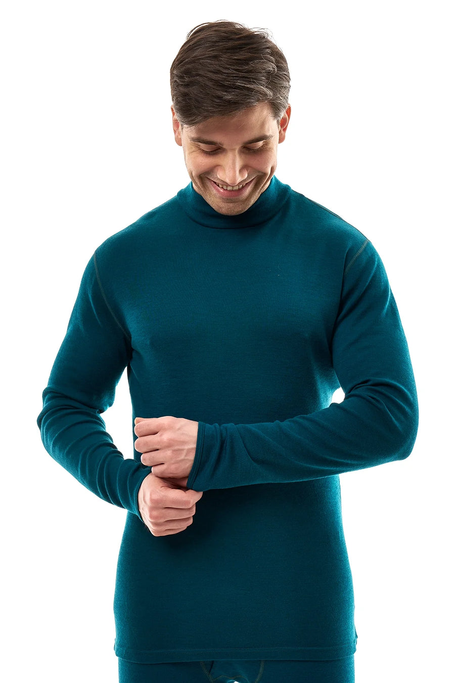 Men's Merino Turtleneck Long Sleeve 260 Deep Teal | Low Neck