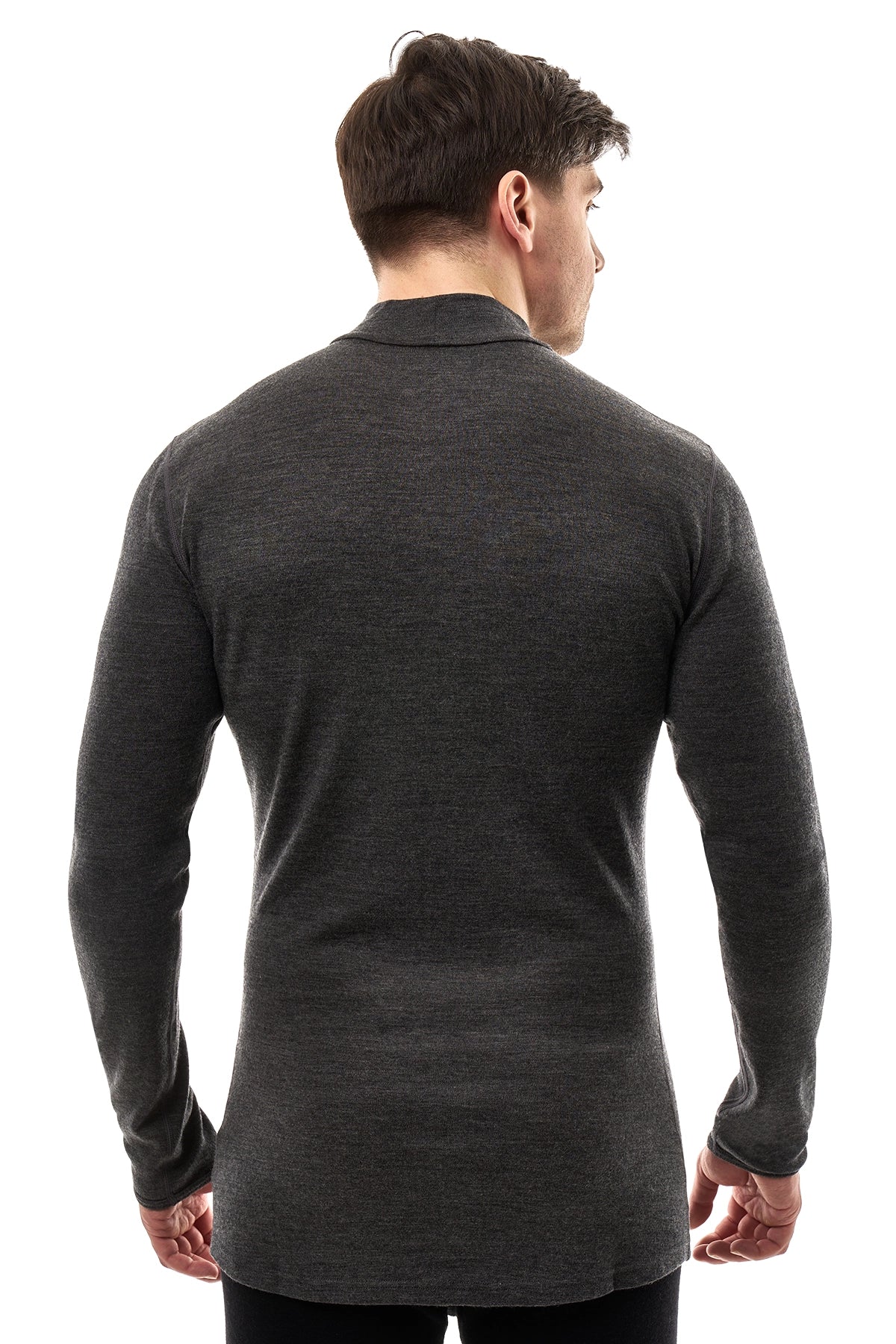 Men's Merino Turtleneck Long Sleeve 260 Heathered Black | Low Neck