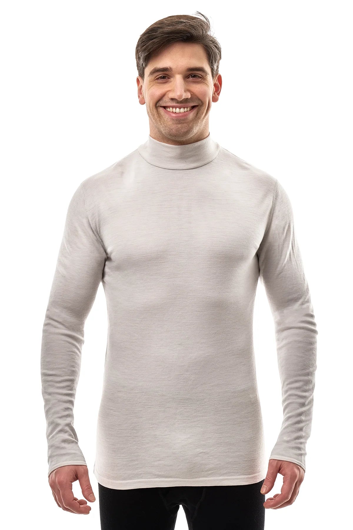 Men's Merino Turtleneck Long Sleeve 260 Light Grey | Low Neck