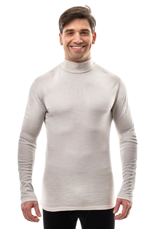 Men's Merino Turtleneck Long Sleeve 260 Light Grey | Low Neck