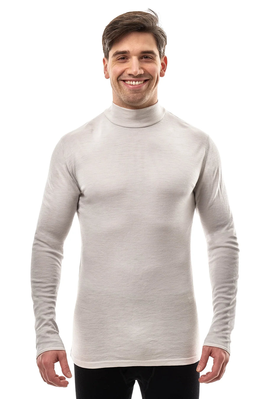 Men's Merino Turtleneck Long Sleeve 260 Light Grey | Low Neck