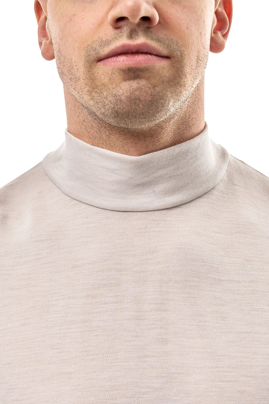 Men's Merino Turtleneck Long Sleeve 260 Light Grey | Low Neck