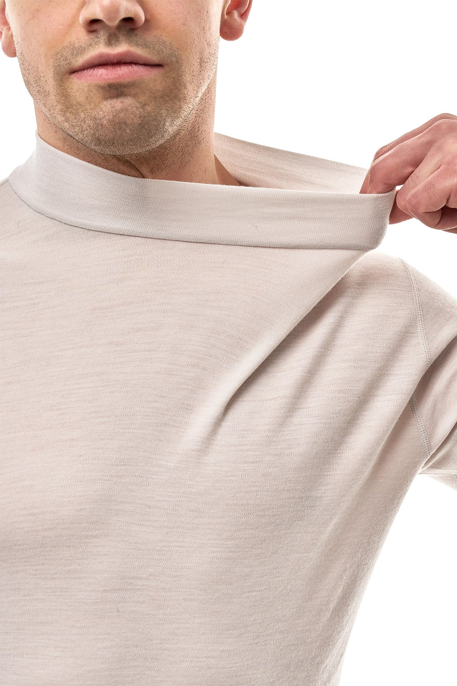 Men's Merino Turtleneck Long Sleeve 260 Light Grey | Low Neck