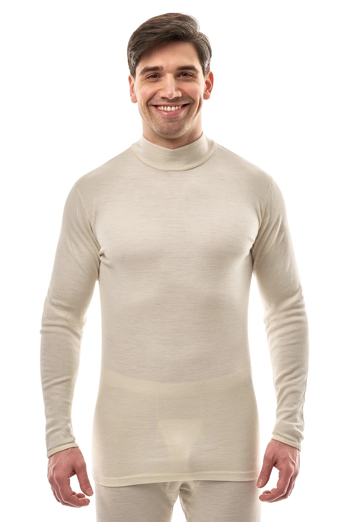 Men's Merino Turtleneck Long Sleeve 260 Natural White | Low Neck