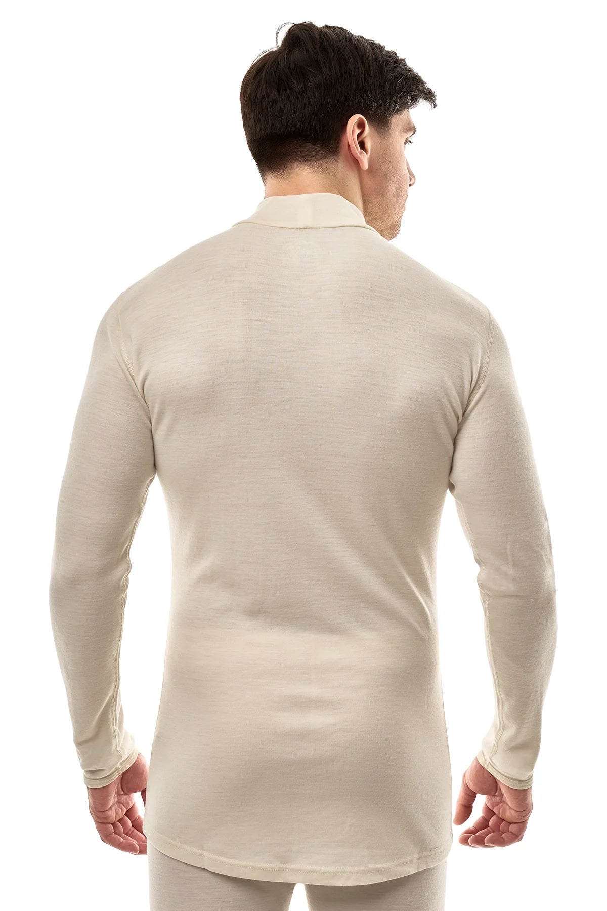 Men's Merino Turtleneck Long Sleeve 260 Natural White | Low Neck