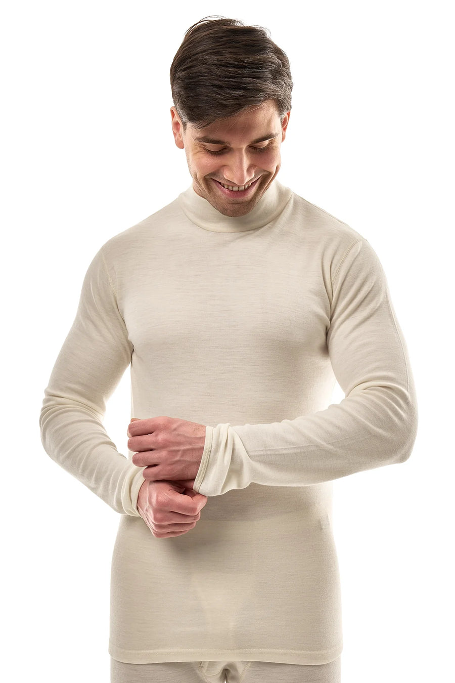 Men's Merino Turtleneck Long Sleeve 260 Natural White | Low Neck