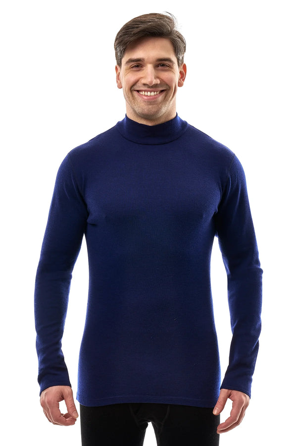 Men's Merino Turtleneck Long Sleeve 260 Navy | Low Neck